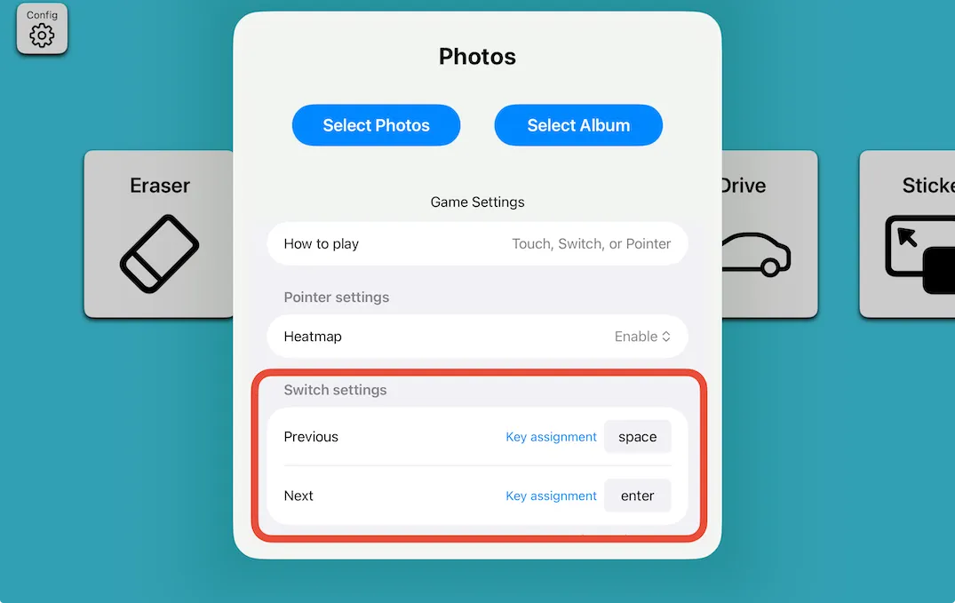 Key assignment settings screen