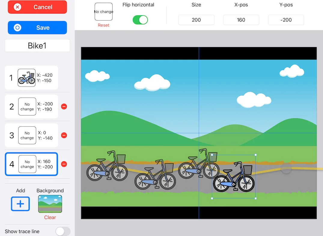 Editing screen