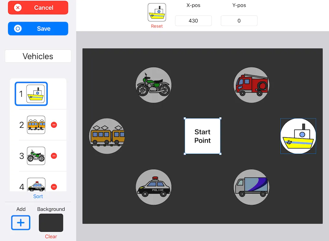 Course editing screen